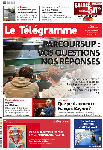 Le Télégramme (4 Éditions) - 14 Janvier 2025
