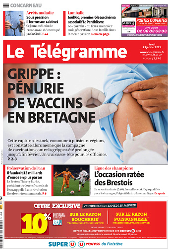 Le Télégramme (6 Éditions) - 23 Janvier 2025