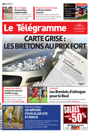 Le Télégramme (6 Éditions) - 27 Janvier 2025