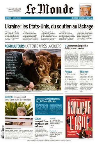 Le Monde du Dimanche 23 et Lundi 24 Février 2025