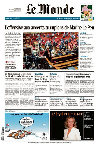 Le Monde du Jeudi 3 Avril 2025