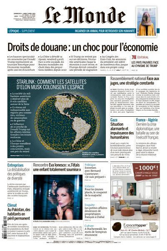 Le Monde du Dimanche 6 et Lundi 7 Avril 2025