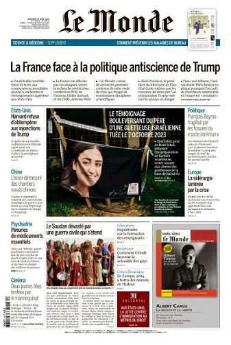 Le Monde du Mercredi 16 Avril 2025