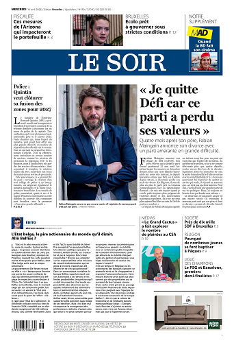 Quotidien Le soir Editions Bruxelles - Wallonie Du Mercredi 16 Avril 2025