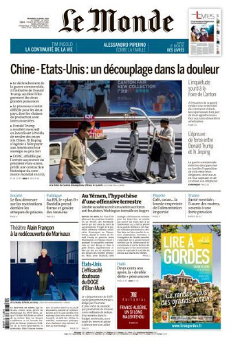 Le Monde du Vendredi 18 Avril 2025