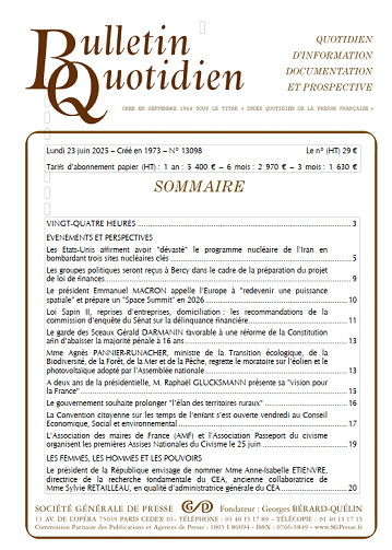 Bulletin quotidien - 23 Juin 2025