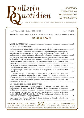 Bulletin quotidien - 1er Juillet 2025