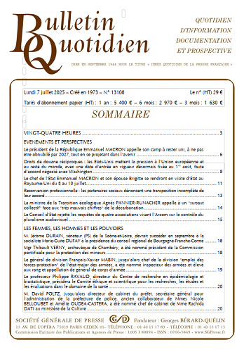 Bulletin Quotidien - 7 Juillet 2025