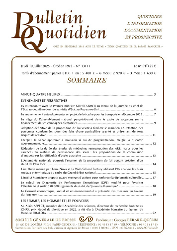 Bulletin Quotidien - 10 Juillet 2025