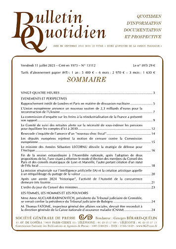 Bulletin Quotidien - 11 Juillet 2025