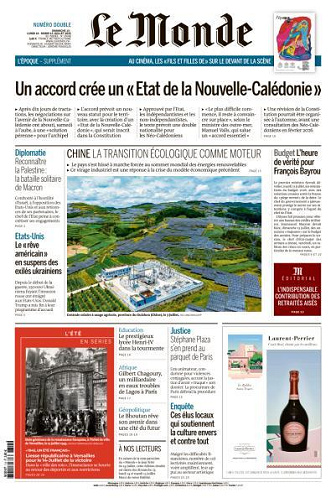 Le Monde du Dimanche 13 et Mardi 15 Juillet 2025