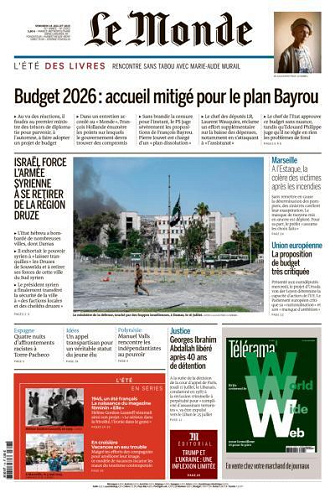 Le Monde du Vendredi 18 Juillet 2025