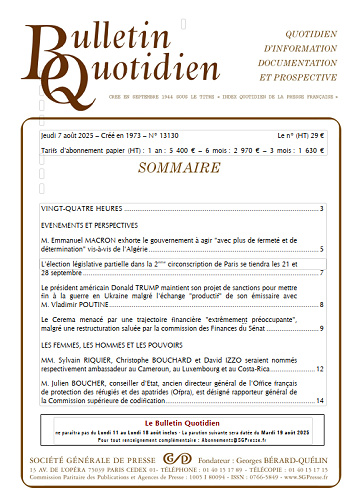 Bulletin Quotidien - 7 Août 2025