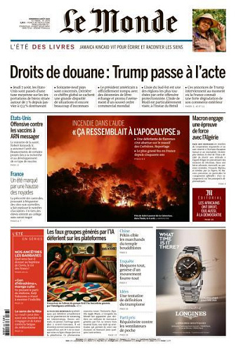 Le Monde du Vendredi 8 Août 2025