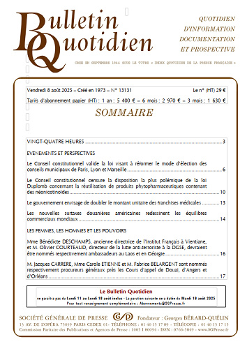 Bulletin Quotidien - 8 Août 2025