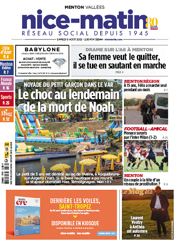 Pack Journaux Groupe Nice-Matin (8 éditions) - 9 Août 2025