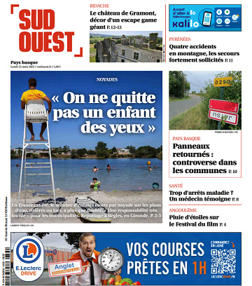 Sud Ouest (2 Éditions) Du Lundi 25 Août 2025
