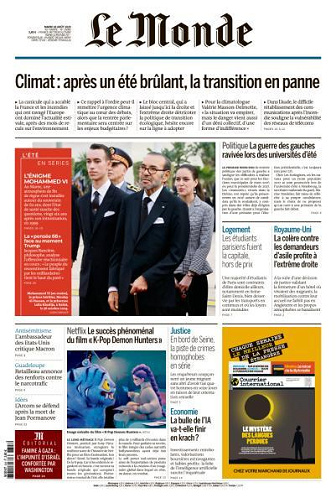 Le Monde du Mardi 26 Août 2025
