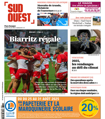 Sud Ouest (2 Éditions) Du Samedi 30 Août 2025