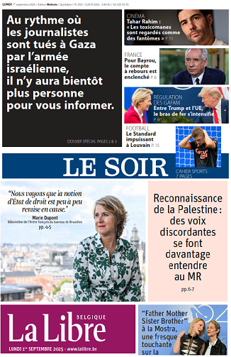 Le Soir + La Libre - 1er Septembre 2025
