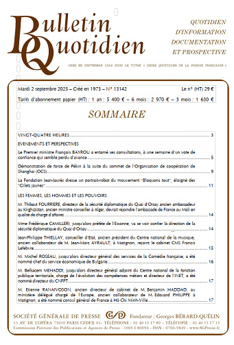Bulletin Quotidien - Mardi 2 Septembre 2025