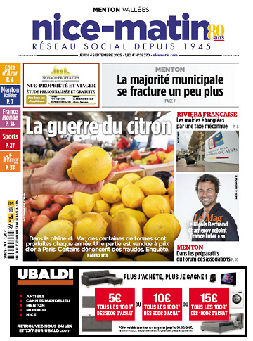 Pack Journaux Groupe Nice-Matin (8 éditions) - 4 Septembre 2025