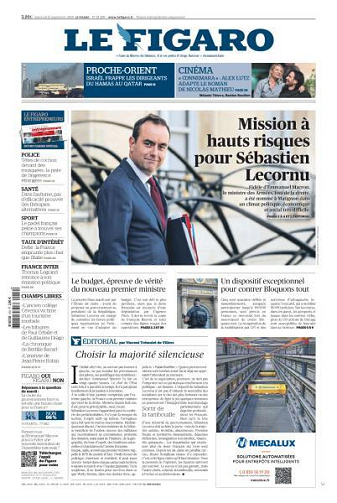 Le Figaro du Mercredi 10 Septembre 2025