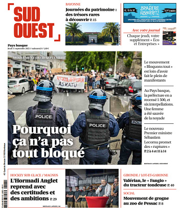 Sud Ouest (2 Éditions) Du Jeudi 11 Septembre 2025