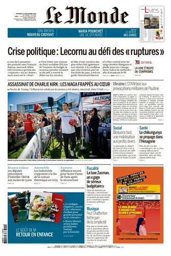 Le Monde du Vendredi 12 Septembre 2025