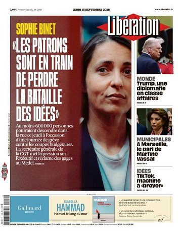 Libération du Jeudi 18 Septembre 2025