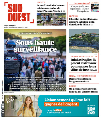 Sud Ouest (2 Éditions) Du Jeudi 18 Septembre 2025