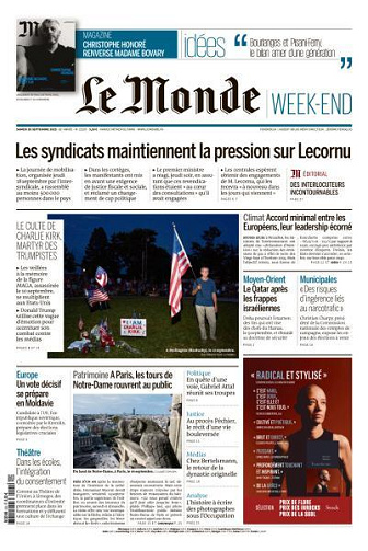 Le Monde du Samedi 20 Septembre 2025