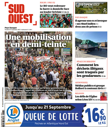 Sud Ouest (2 Éditions)Du Vendredi 19 Septembre 2025