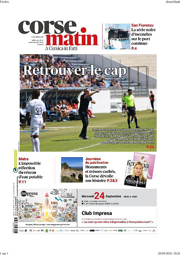 Corse Matin - 20 Septembre 2025