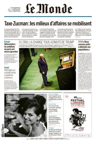 Le Monde du Jeudi 25 Septembre 2025