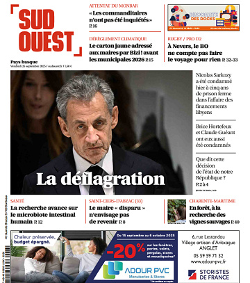 Sud Ouest (2 Éditions) Du Vendredi 26 Septembre 2025