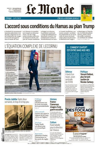Le Monde du Dimanche 5 et Lundi 6 Octobre 2025