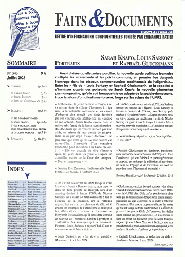 Faits & Documents N°543 - Knafo, Sarkozy et Glucksmann [2025]