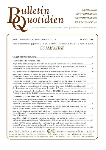 Bulletin Quotidien - 23 Octobre 2025
