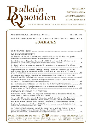 Bulletin Quotidien - 28 Octobre 2025