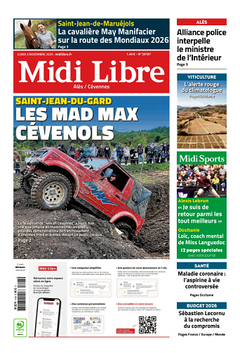 Midi Libre (13 Éditions) Du Lundi 3 Novembre 2025
