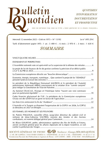 Bulletin Quotidien - 12 Novembre 2025