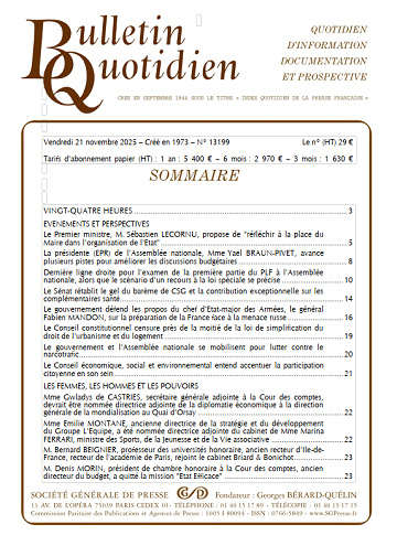 Bulletin Quotidien - 21 Novembre 2025