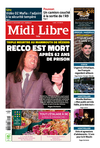 Midi Libre (14 Éditions) Du Samedi 22 Novembre 2025