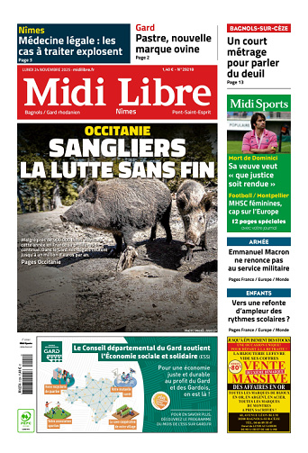 Midi Libre (14 Éditions) Du Lundi 24 Novembre 2025