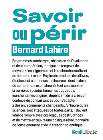 Savoir ou périr - Bernard Lahire (2025)