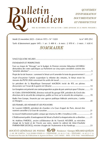 Bulletin Quotidien - 9 Décembre 2025