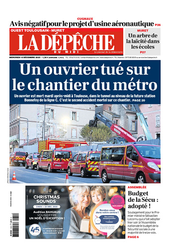La Dépêche du Midi (15 Éditions) Du Mercredi 10 Décembre 2025