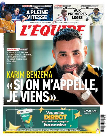 L’equipe du Vendredi 12 Décembre 2025