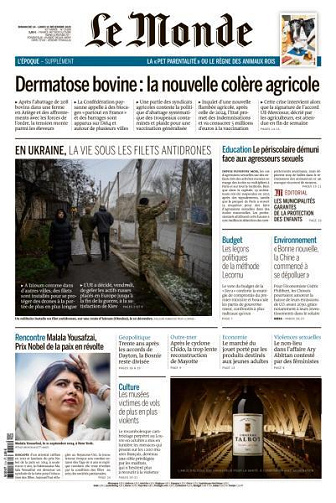 Le Monde du Dimanche 14 et Lundi 15 Décembre 2025